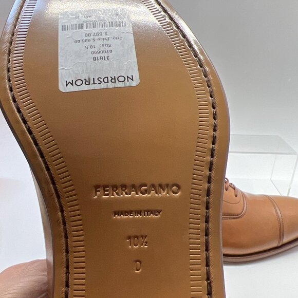 Salvatore Ferragamo Fermin Brown Leather Shoes Men Oxfords Shoes Size 10.5D - Picture 9 of 15